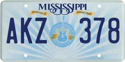 MS license plate AKZ378