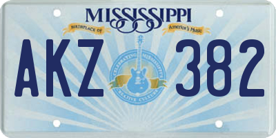 MS license plate AKZ382