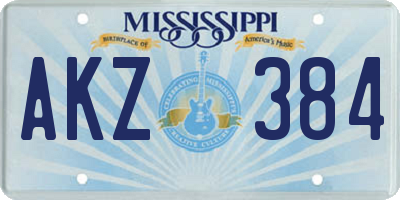 MS license plate AKZ384