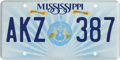 MS license plate AKZ387