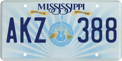 MS license plate AKZ388