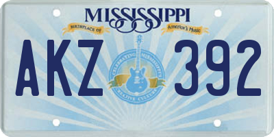 MS license plate AKZ392
