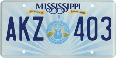 MS license plate AKZ403