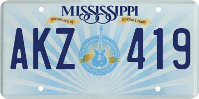 MS license plate AKZ419