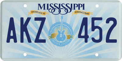 MS license plate AKZ452