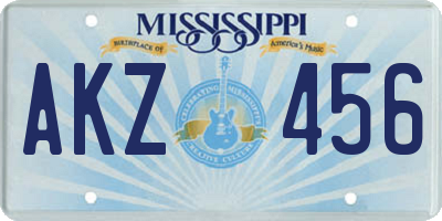 MS license plate AKZ456