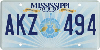 MS license plate AKZ494