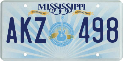 MS license plate AKZ498