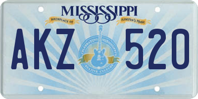 MS license plate AKZ520