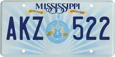 MS license plate AKZ522
