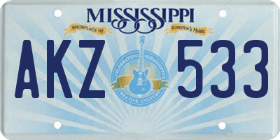 MS license plate AKZ533