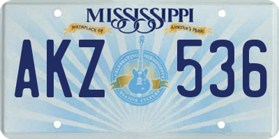 MS license plate AKZ536