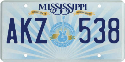 MS license plate AKZ538