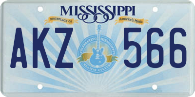MS license plate AKZ566