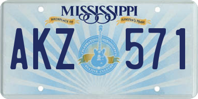 MS license plate AKZ571