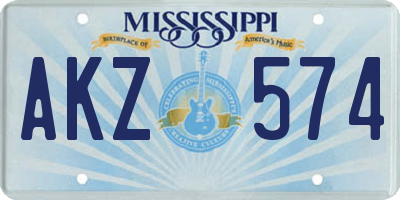 MS license plate AKZ574