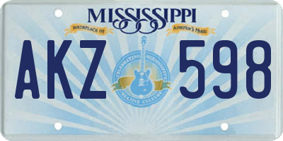 MS license plate AKZ598