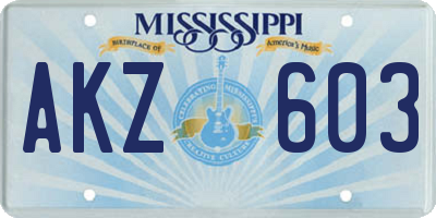 MS license plate AKZ603