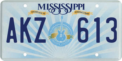 MS license plate AKZ613