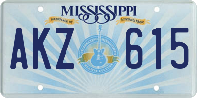 MS license plate AKZ615