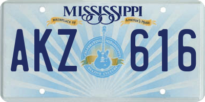 MS license plate AKZ616