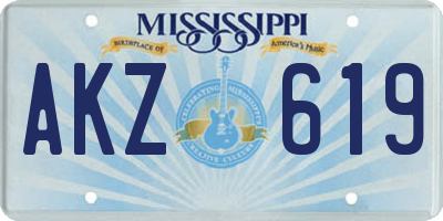 MS license plate AKZ619