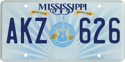 MS license plate AKZ626