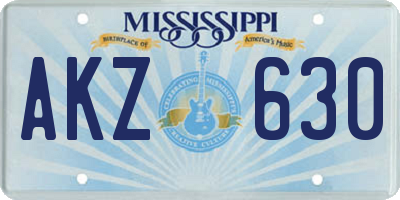 MS license plate AKZ630