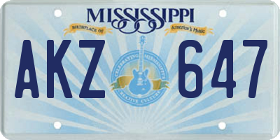 MS license plate AKZ647
