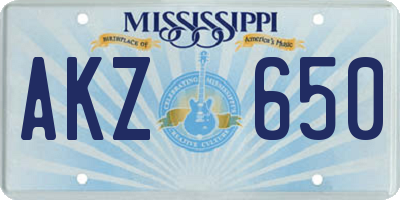 MS license plate AKZ650