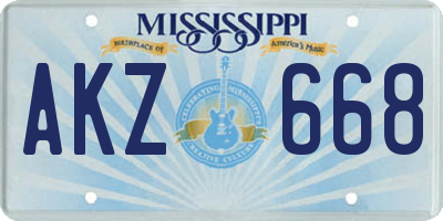 MS license plate AKZ668