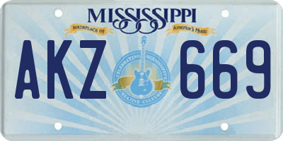MS license plate AKZ669