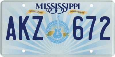 MS license plate AKZ672