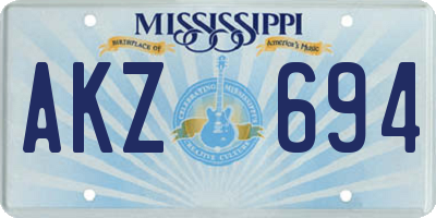 MS license plate AKZ694