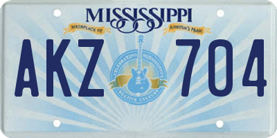 MS license plate AKZ704