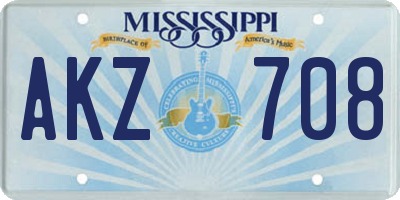 MS license plate AKZ708