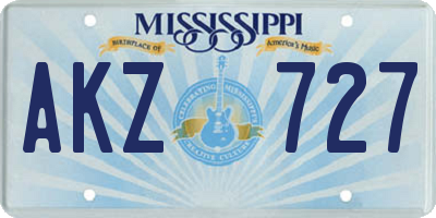 MS license plate AKZ727