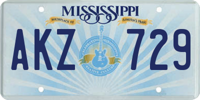 MS license plate AKZ729