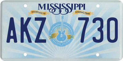 MS license plate AKZ730