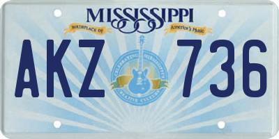 MS license plate AKZ736