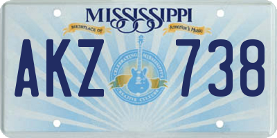 MS license plate AKZ738