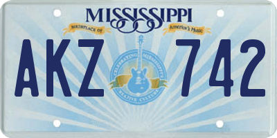 MS license plate AKZ742