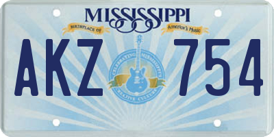 MS license plate AKZ754