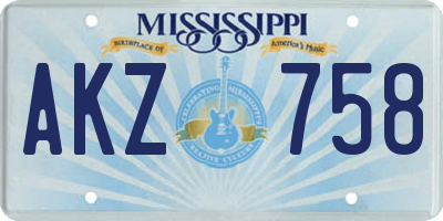 MS license plate AKZ758