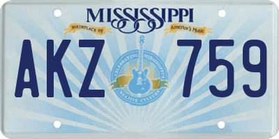 MS license plate AKZ759