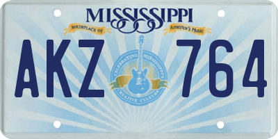MS license plate AKZ764