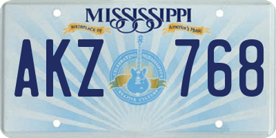 MS license plate AKZ768