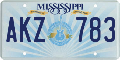 MS license plate AKZ783