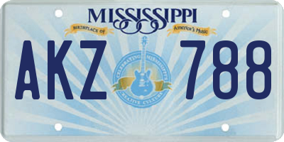 MS license plate AKZ788