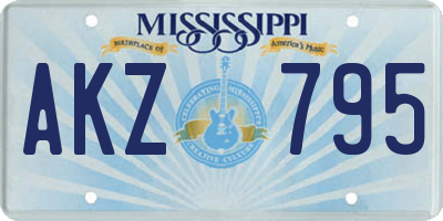 MS license plate AKZ795
